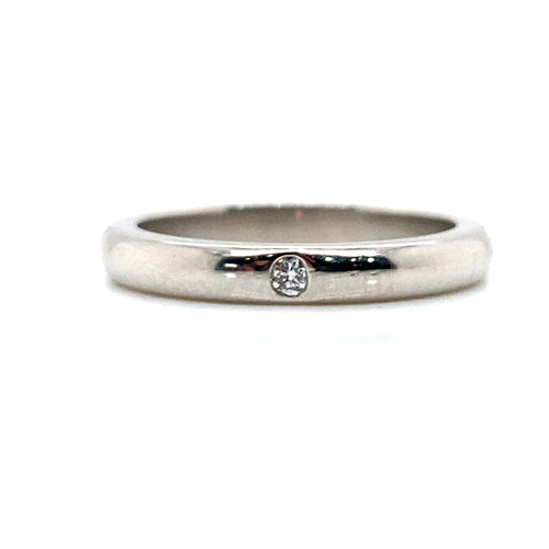 0.02ct Tiffany & Co. Elsa Peretti Platinum and Diamond 3mm Band Ring Size 4 — view 2
