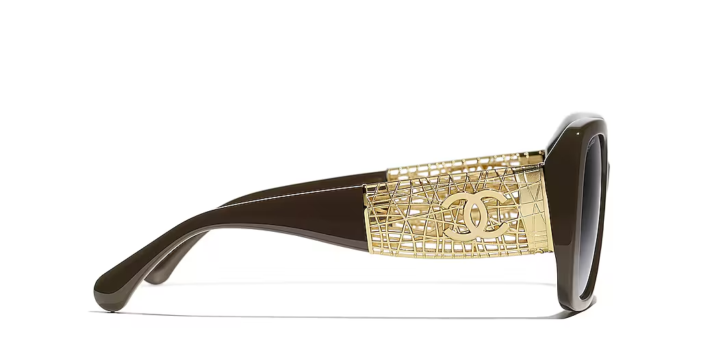 Chanel Square Sunglasses CH5532 1460S6 Brown Frame Gradient Gray Lens 140mm — view 3