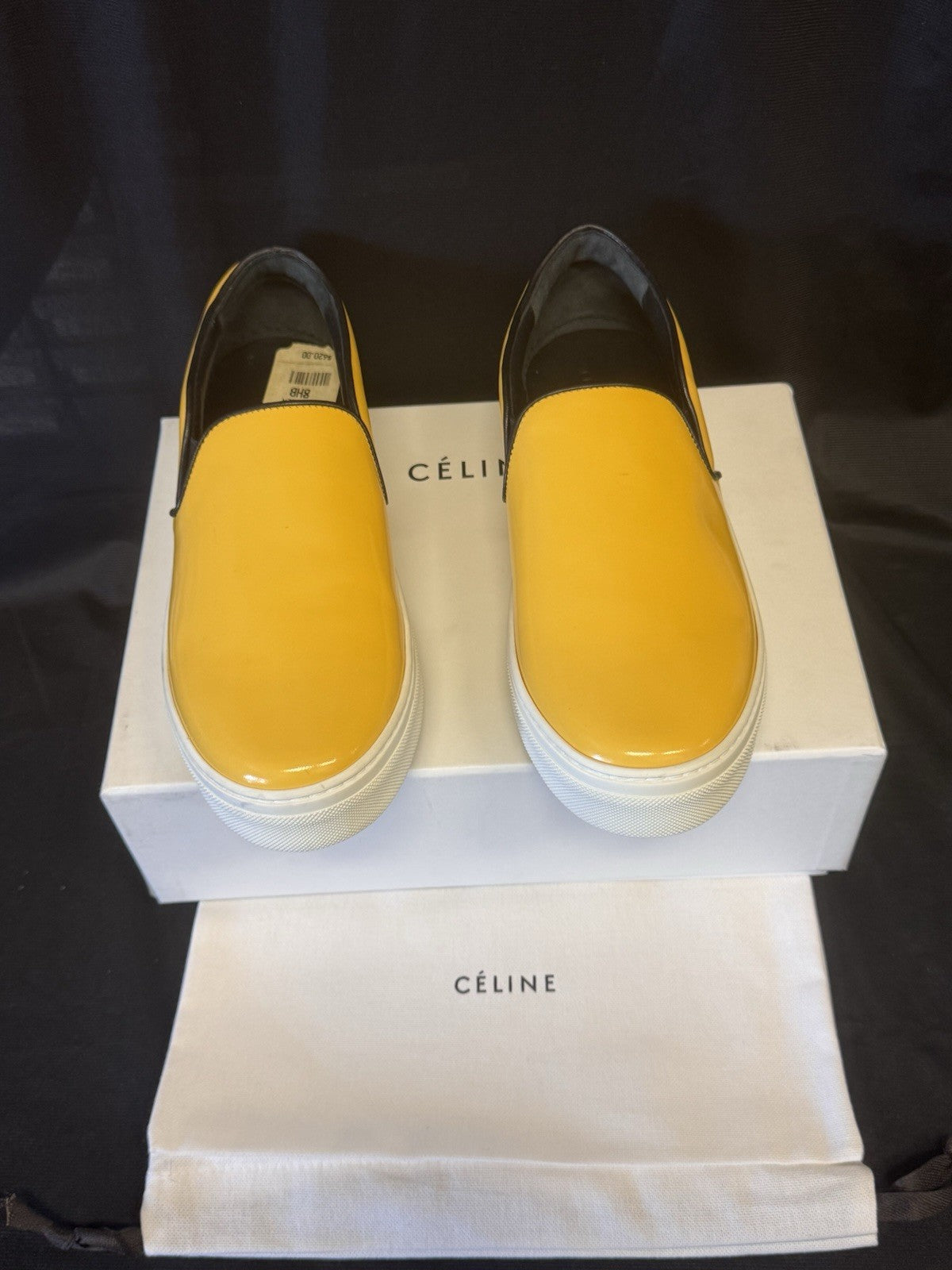 CELINE YELLOW LEATHER SLIP ON SNEAKERS 345131 SIZE EU 38.5/ US 8.50