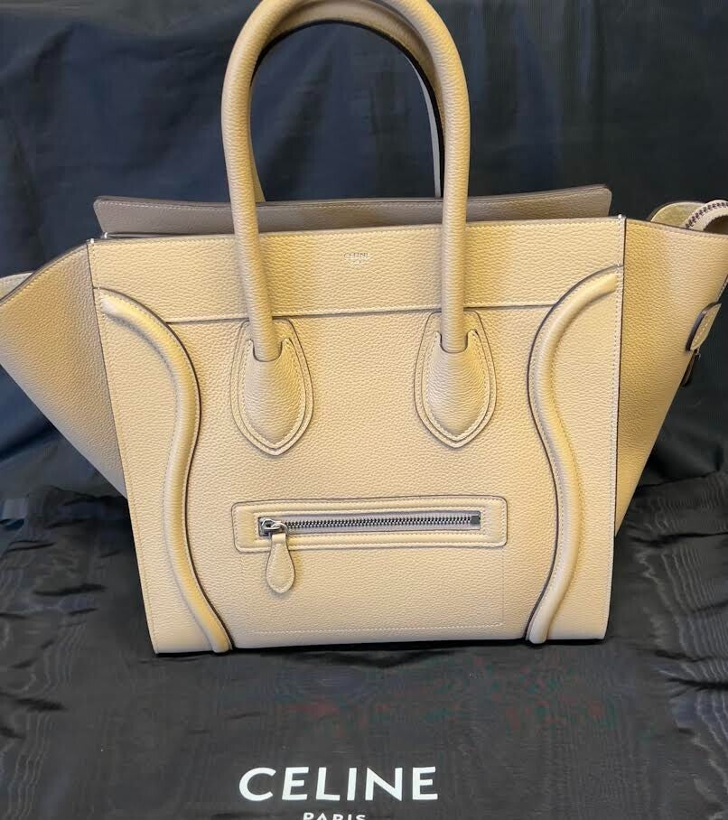 CELINE LUGGAGE PHANTOM LEATHER HANDBAG DOUBLE HANDLE TOTE TAUPE — view 2