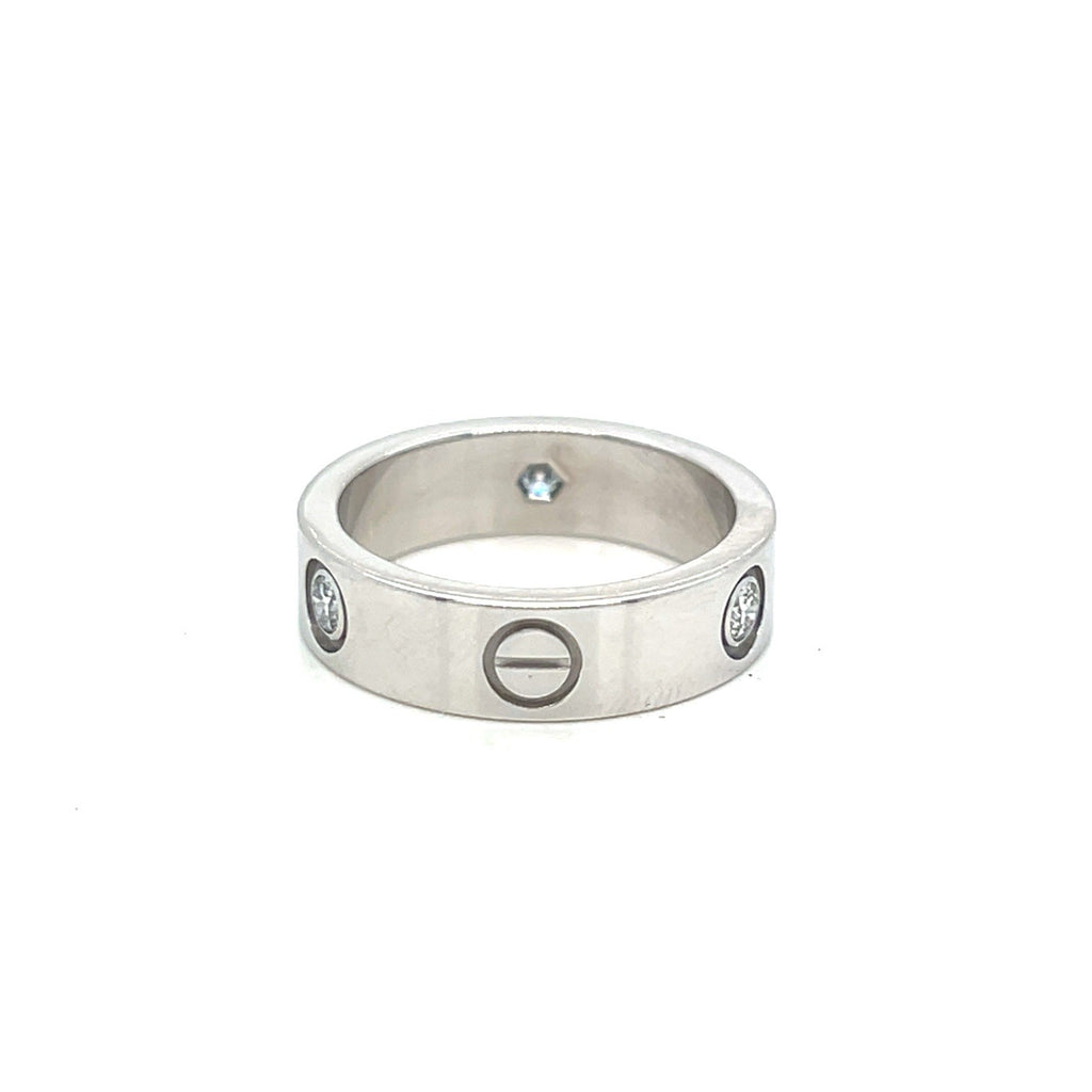 Cartier Love Ring Classic 5.5mm 3 Diamonds 0.23tcw 18K White Gold Size 55 (7.5) — view 5