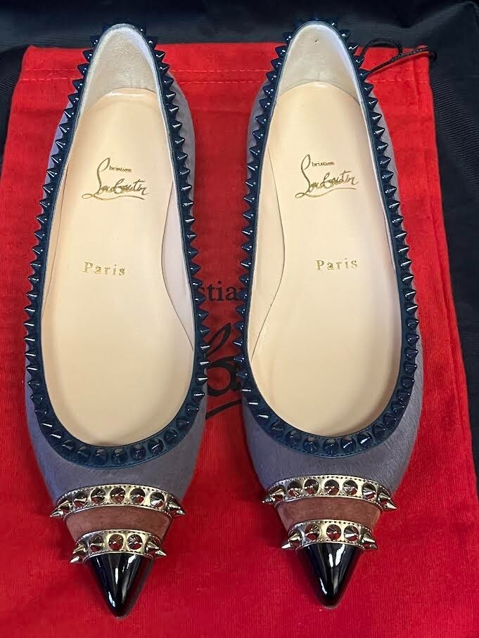 Christian Louboutin Calf Hair Spiked Malabar Hill Flat Size 38 (us 8) (view 7)