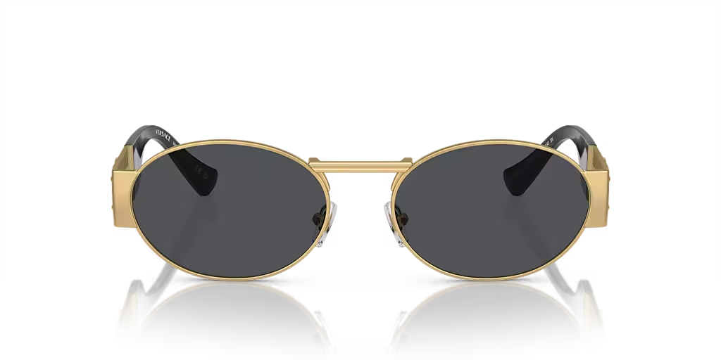 VERSACE OVAL SUNGLASSES VE2264 MATTE GOLD FRAME DARK GREY LENS 140mm — view 2