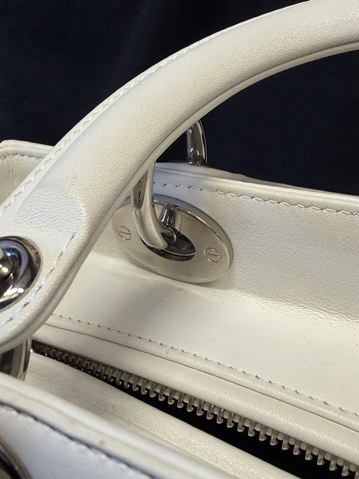 Christian Dior Medium Patch Lady Dior Bag White Calfskin Leather — view 18