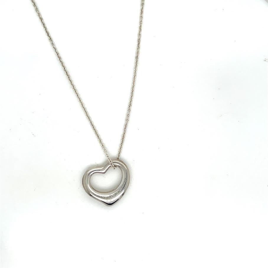 Tiffany & Co. Elsa Peretti Open Heart Pendant 16mm Sterling Silver 925 Necklace (view 2)