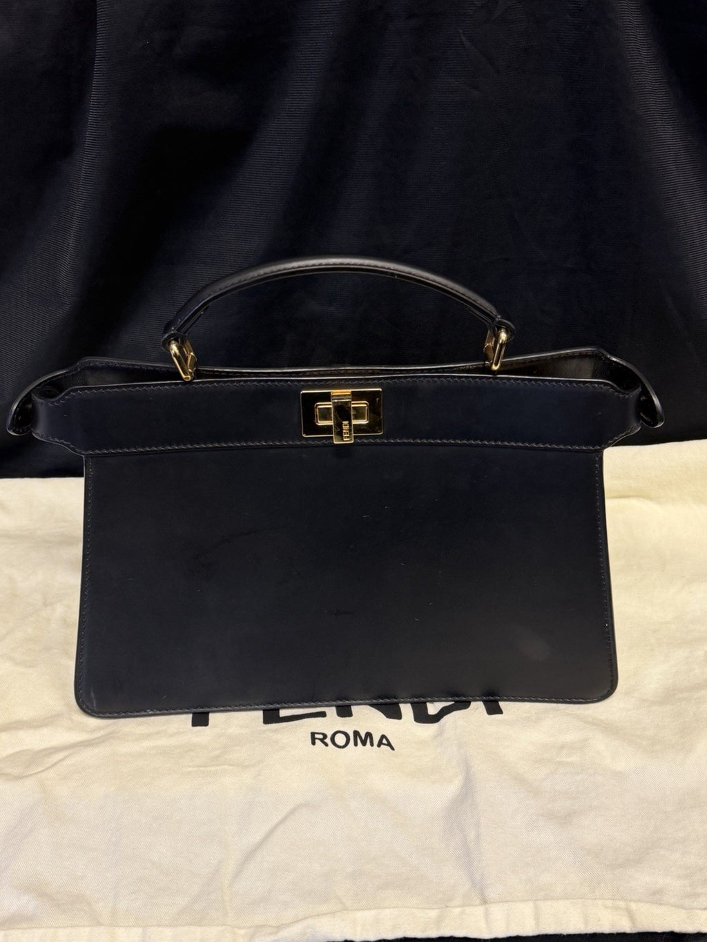 Fendi Peekaboo I See U East-West Black Leather Bag with Beaded Fringe (view 3)