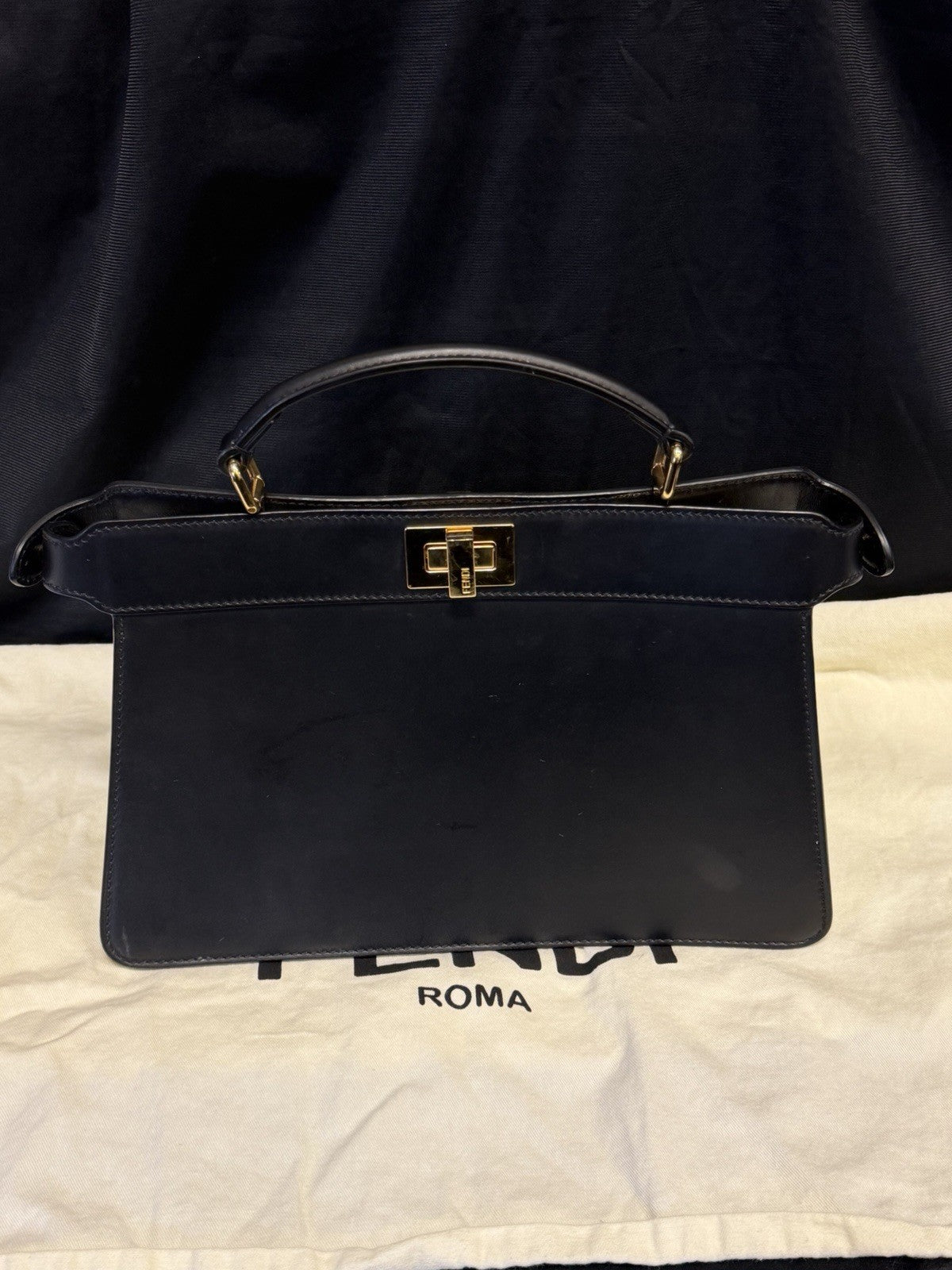Fendi Peekaboo I See U East-West Black Leather Bag with Beaded Fringe (view 3)