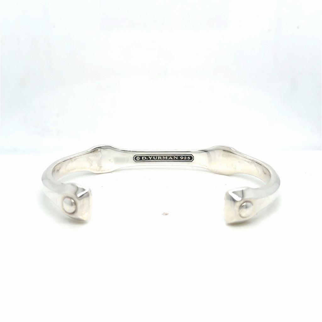 David Yurman Anvil Cuff Bracelet Sterling Silver Black Diamond Size Medium — view 5
