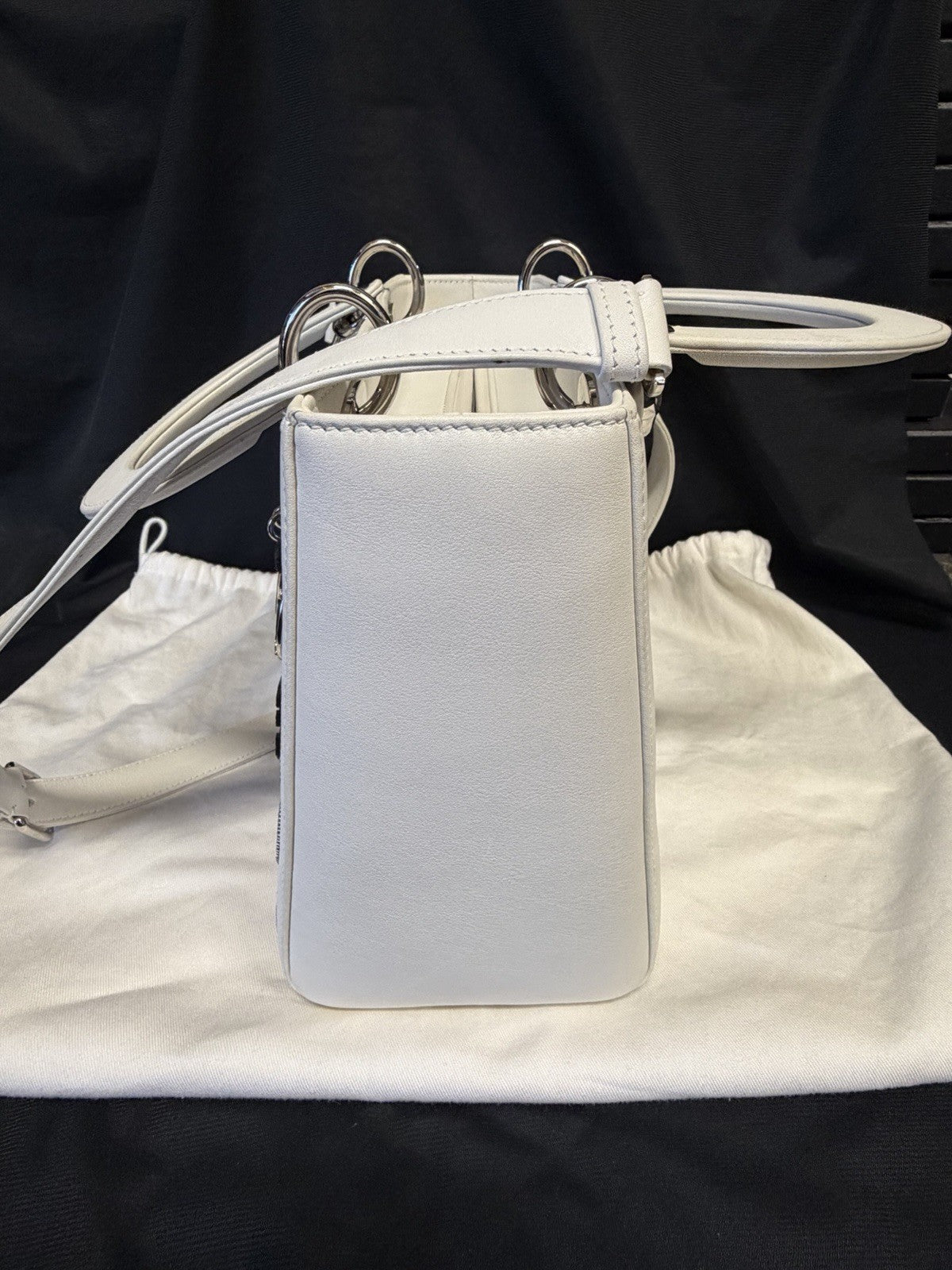 Christian Dior Medium Patch Lady Dior Bag White Calfskin Leather — view 3
