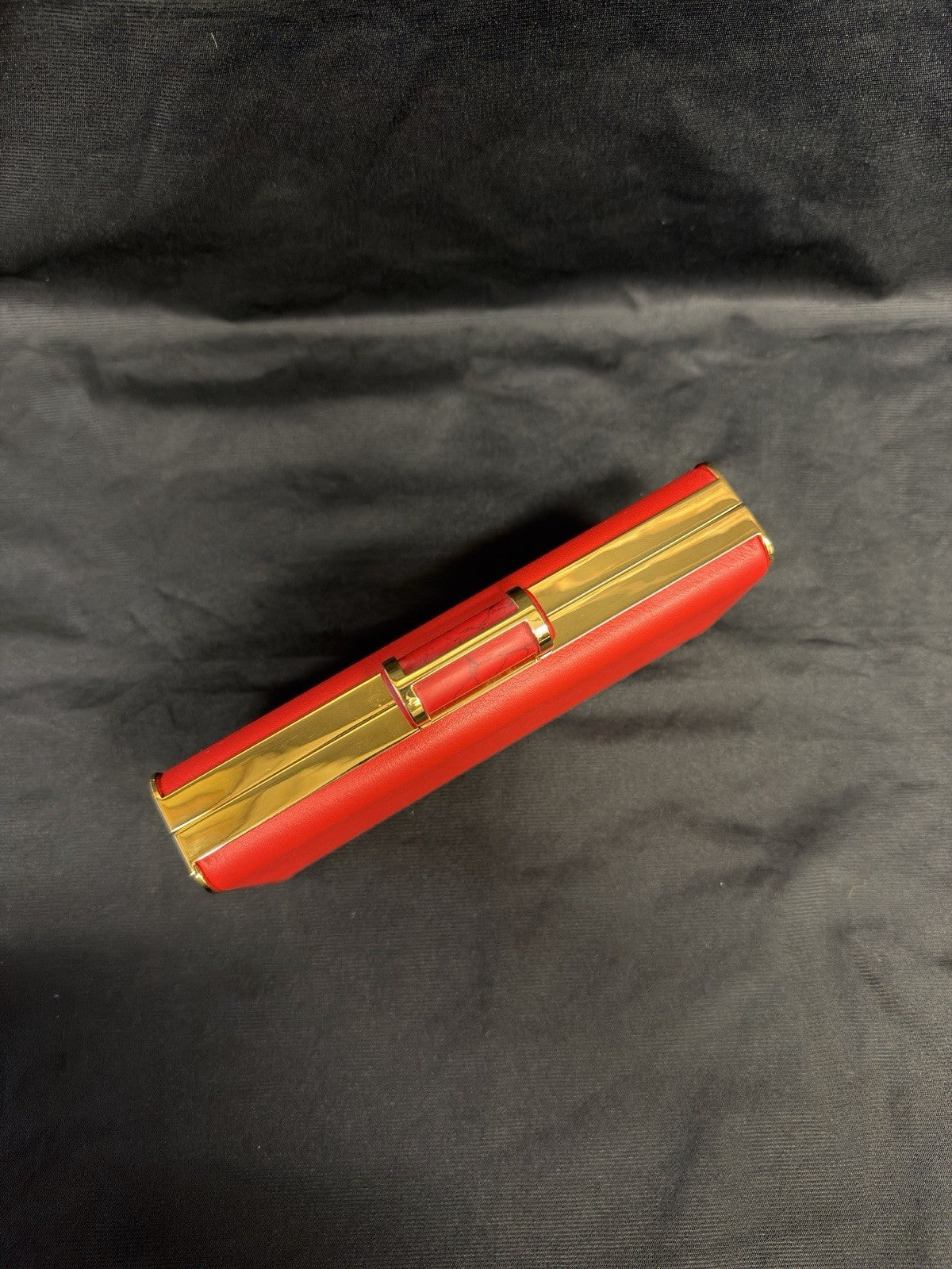 Carolina Herrera Scala Insignia Small Clutch Red/Gold w Chain Strap (view 11)