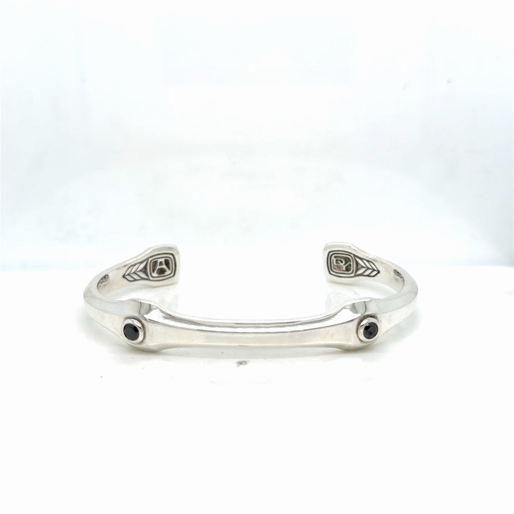 David Yurman Anvil Cuff Bracelet Sterling Silver Black Diamond Size Medium — view 9