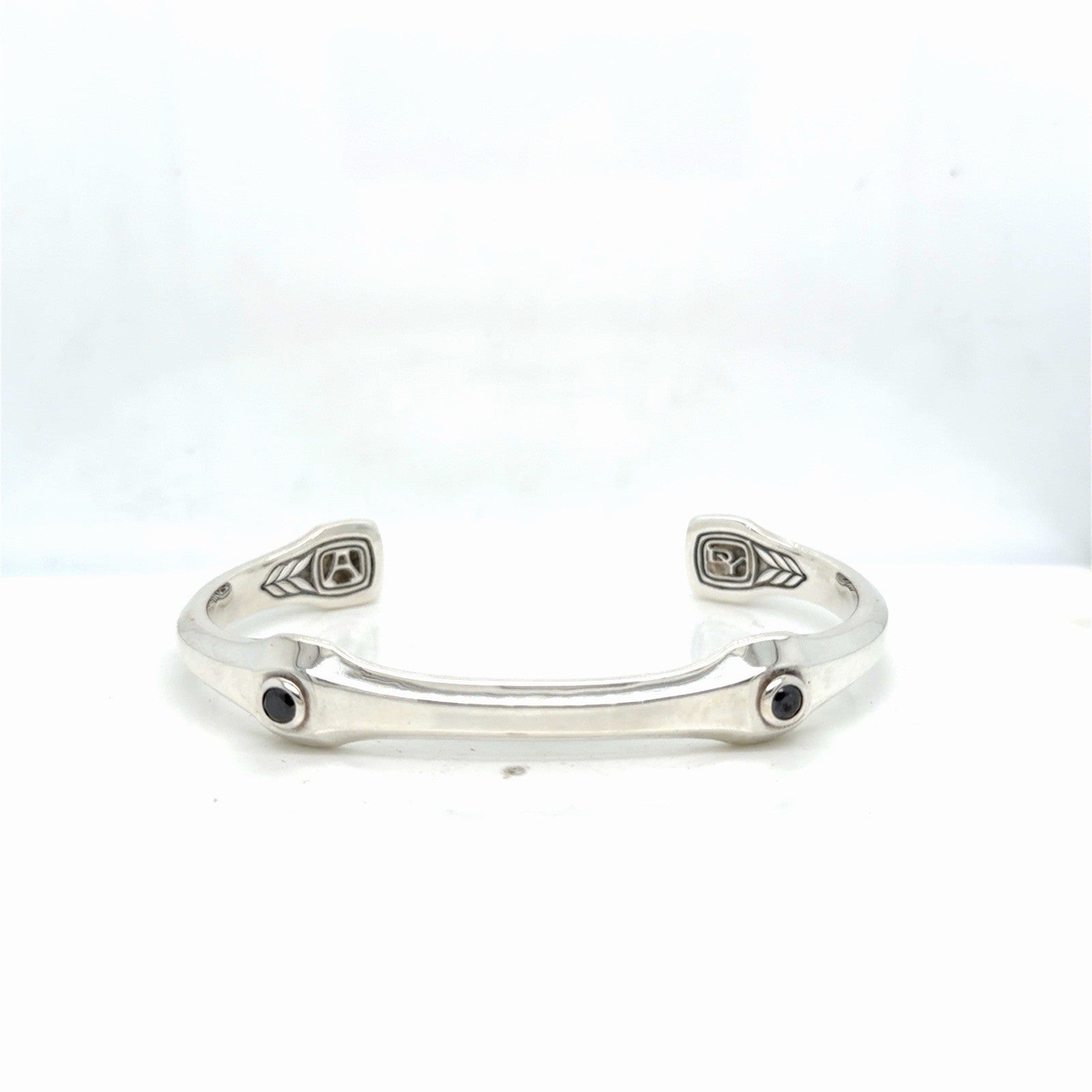 David Yurman Anvil Cuff Bracelet Sterling Silver Black Diamond Size Medium — view 9