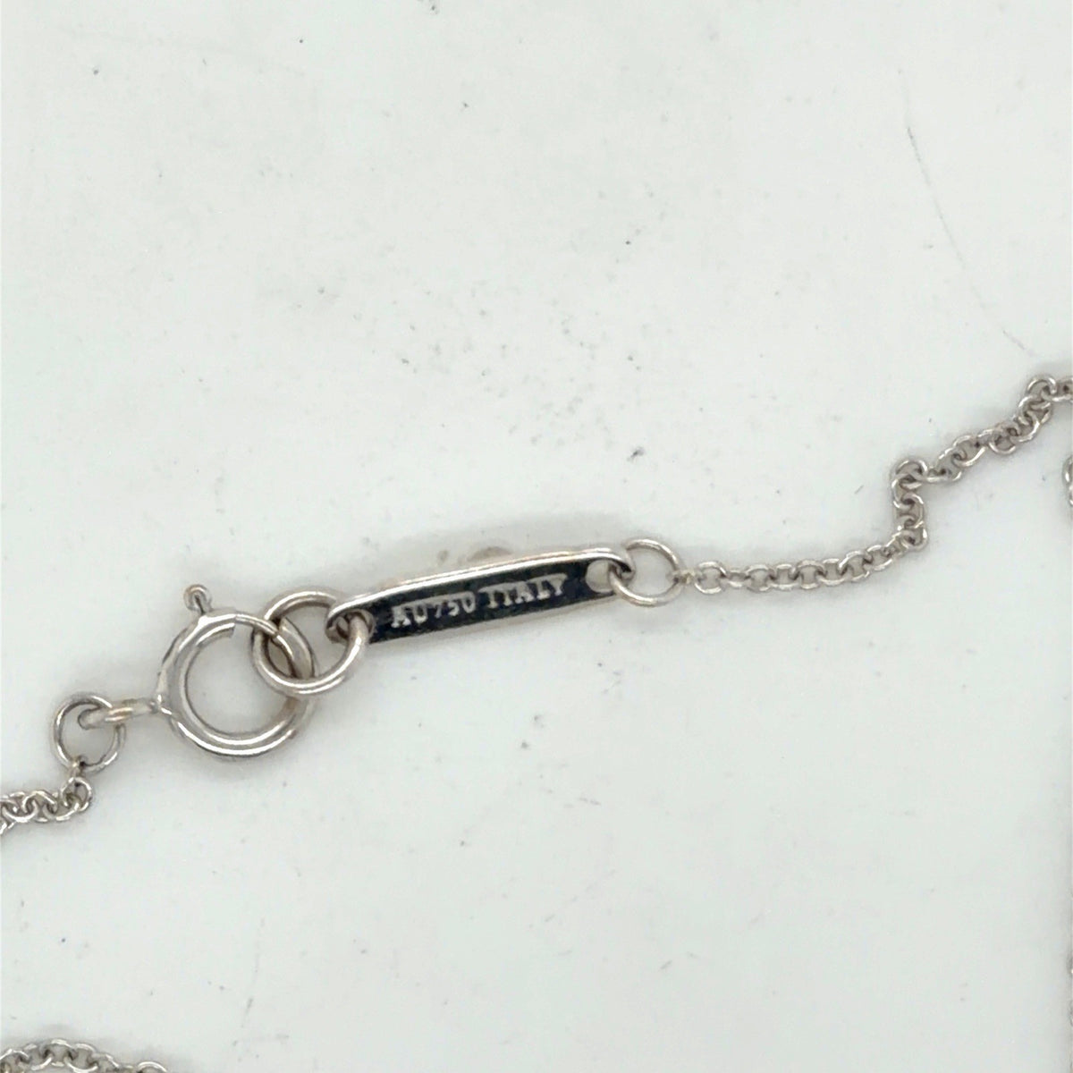 Tiffany & Co 18kw gold necklace 1837 collection w/diamond 0.06cta, 16in long (view 3)