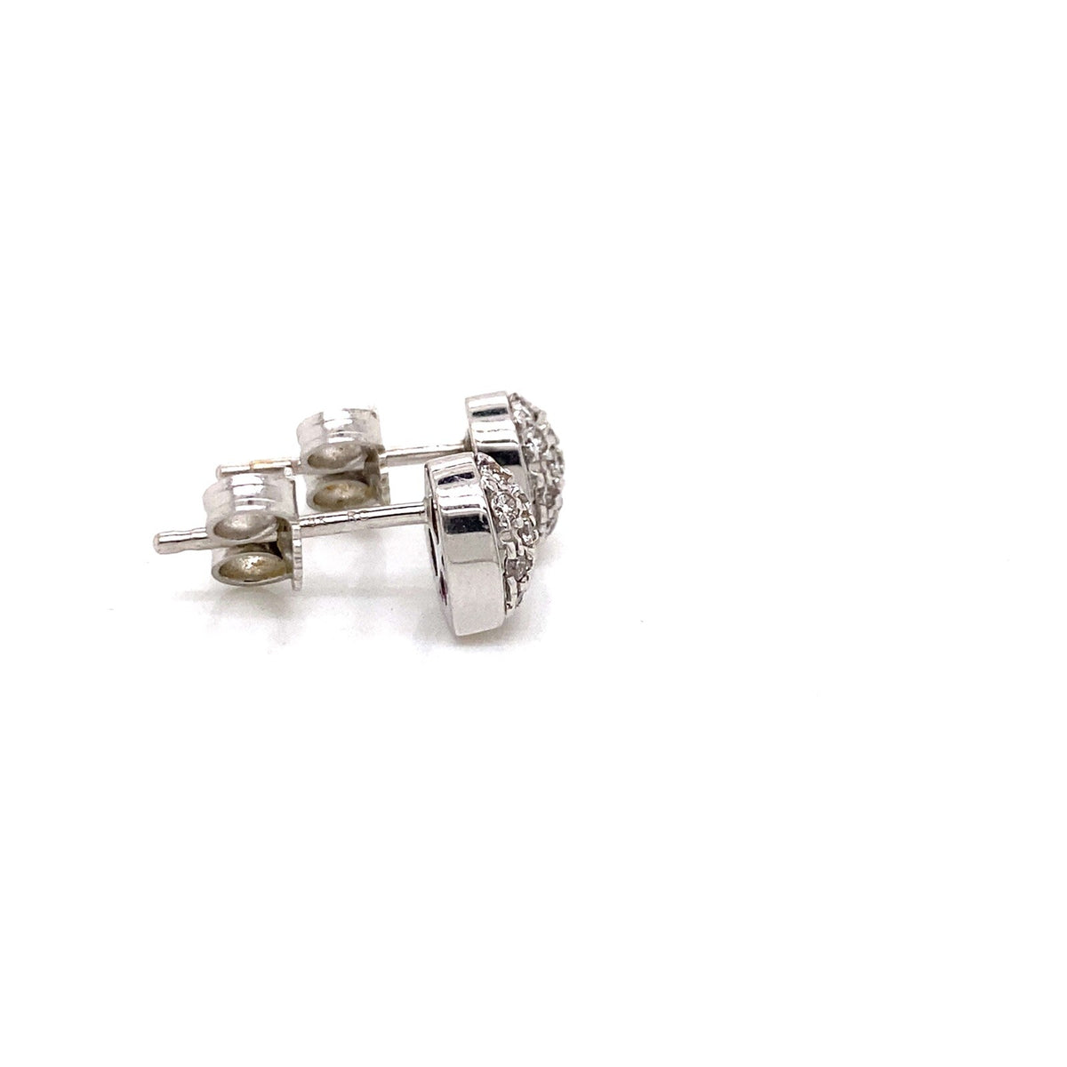 0.30tcw Roberto Coin 18k White Gold Pave Diamond Puff Heart Stud Earrings (view 4)