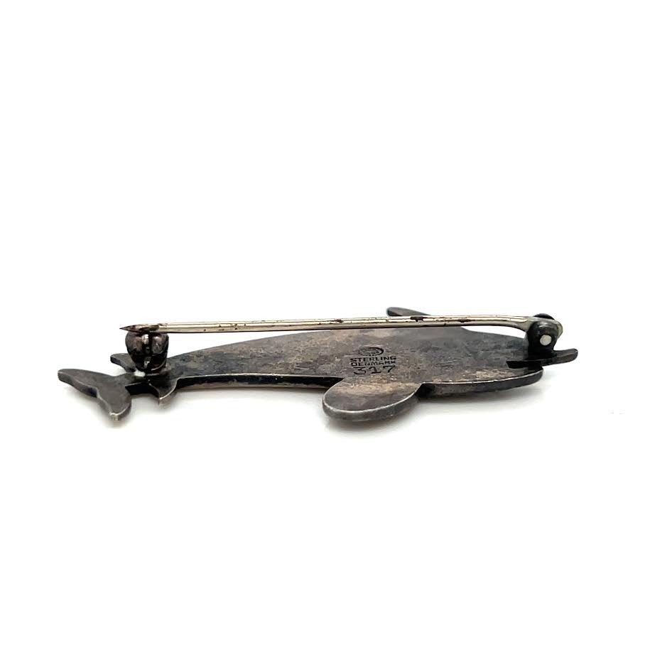 Georg Jensen Denmark #317 Sterling Silver Two Dolphin Jumping Vintage Brooch (view 7)