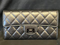 Chanel Quilted 2.55 Long Wallet Black Calfskin Leather Front Flap (view 1)