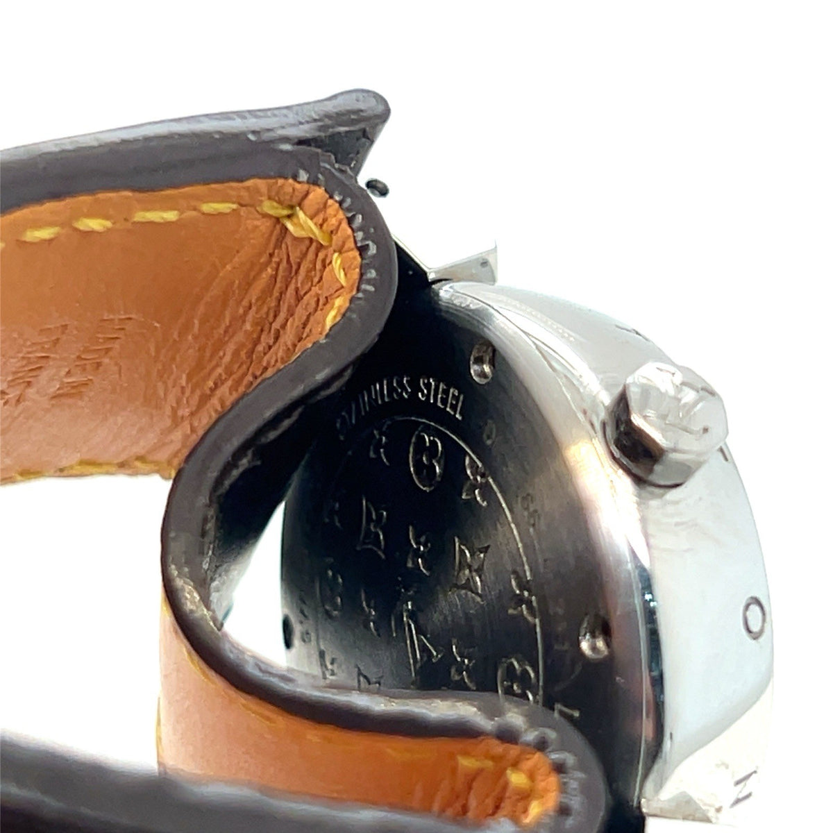 Louis Vuitton Tambour Watch Brown Stainless Steel Leather 28mm Q1211 (view 11)