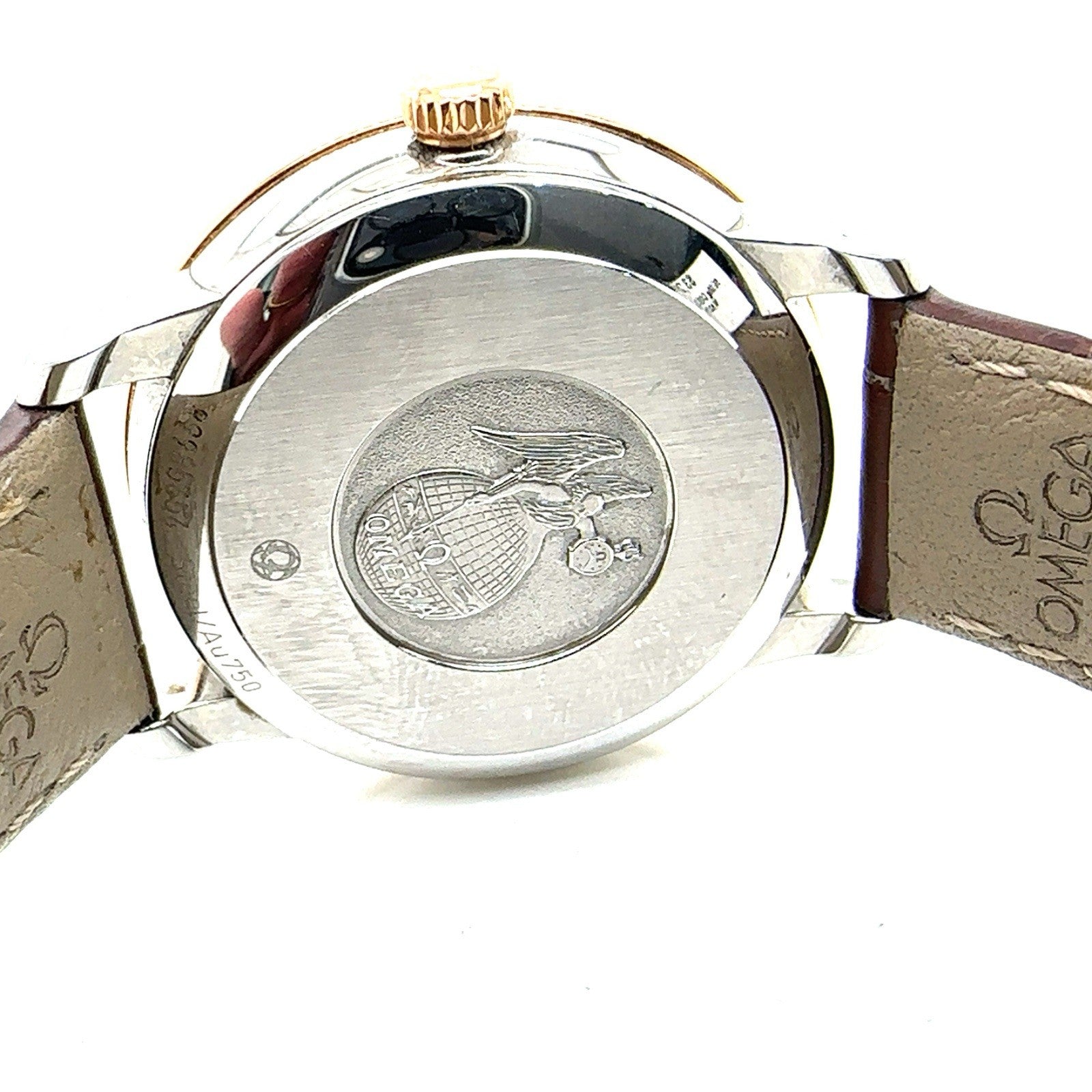 Omega Prestige Deville Rose Gold Steel Automatic Watch Leather W/ Card (view 7)