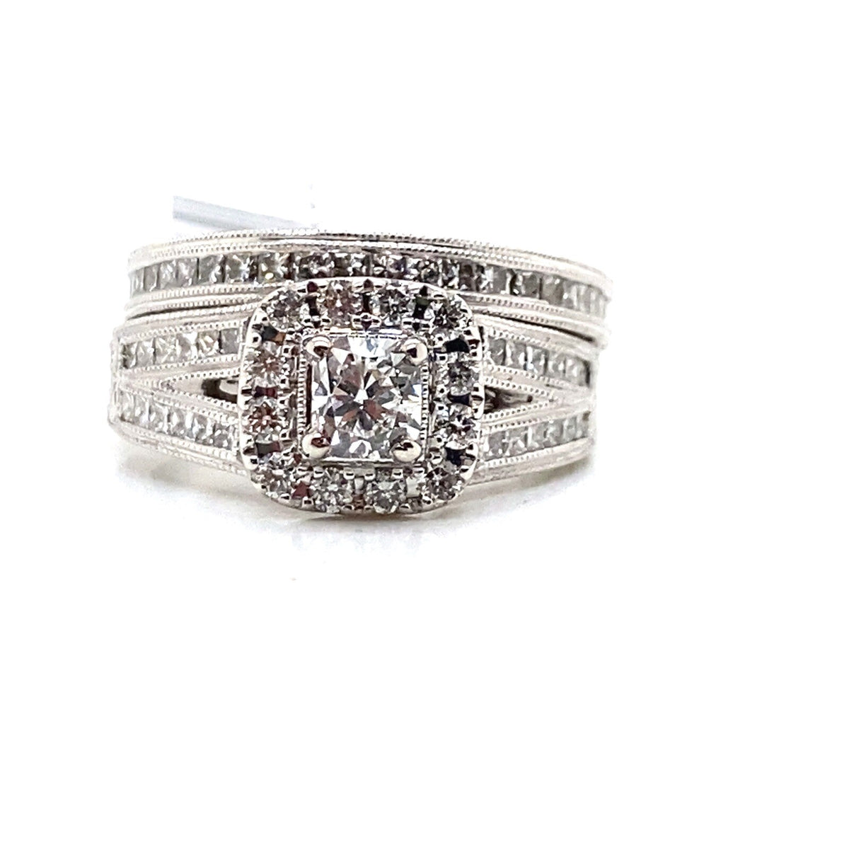 2.00tcw Neil Lane 14k White Gold and Diamond Engagement Ring and Wedding Band (view 1)