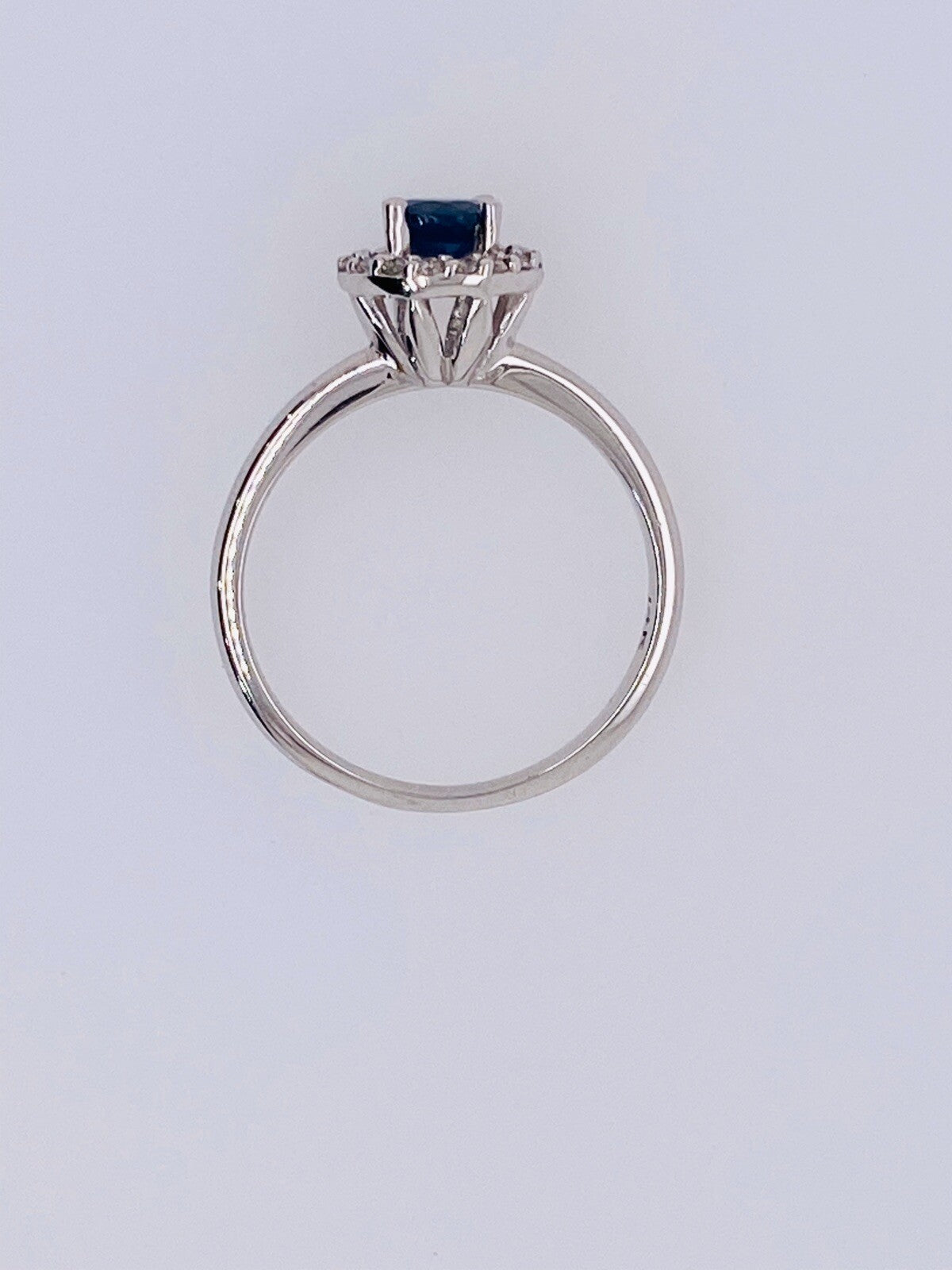 0.80tcw Effy 14k White Gold Diamond Sapphire Halo Ring Size 7 (view 7)