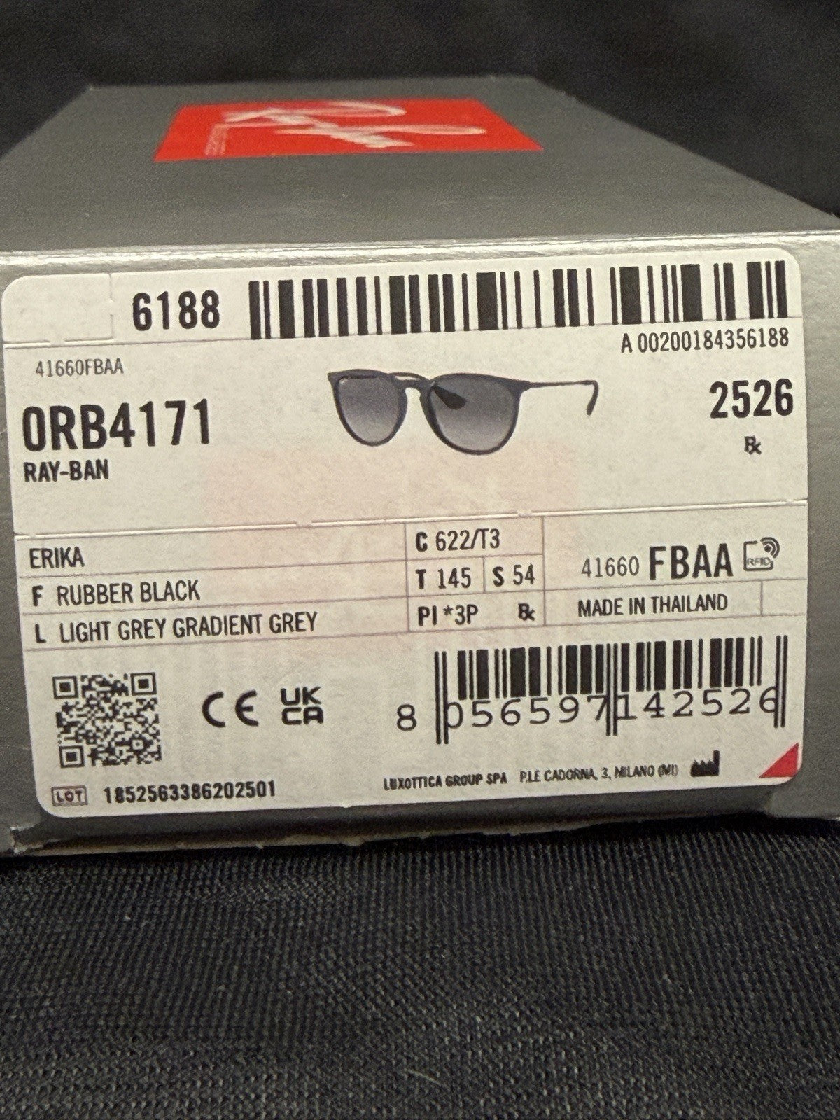 Ray-Ban Sunglasses Erika Rubber Black Light Grey Gradient RB4171 622/8G 54-18 (view 10)