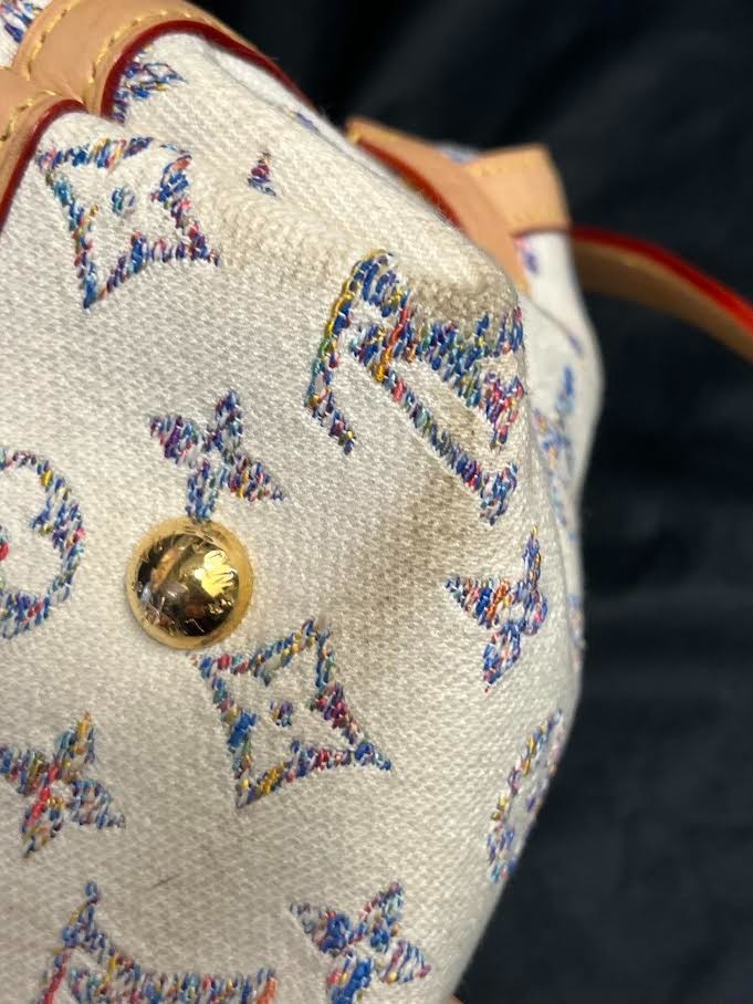 Louis Vuitton Monogram Jaquard Carryall PM Shoulder Bag, Pouch & Mirror Name Tag (view 18)
