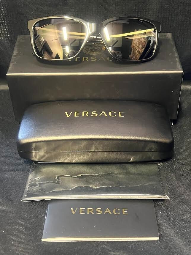 Versace Square Sunglasses Black, Gold Frame/Grey Lens VE4307 GB1/87 58-17 145mm (view 6)