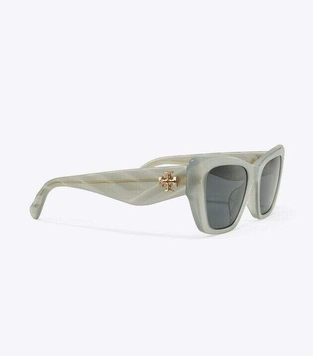 TORY BURCH KIRA CAT-EYE SUNGLASSES TY7216U GREY GREEN FRAME, DARK GREY LENS 140 — view 4