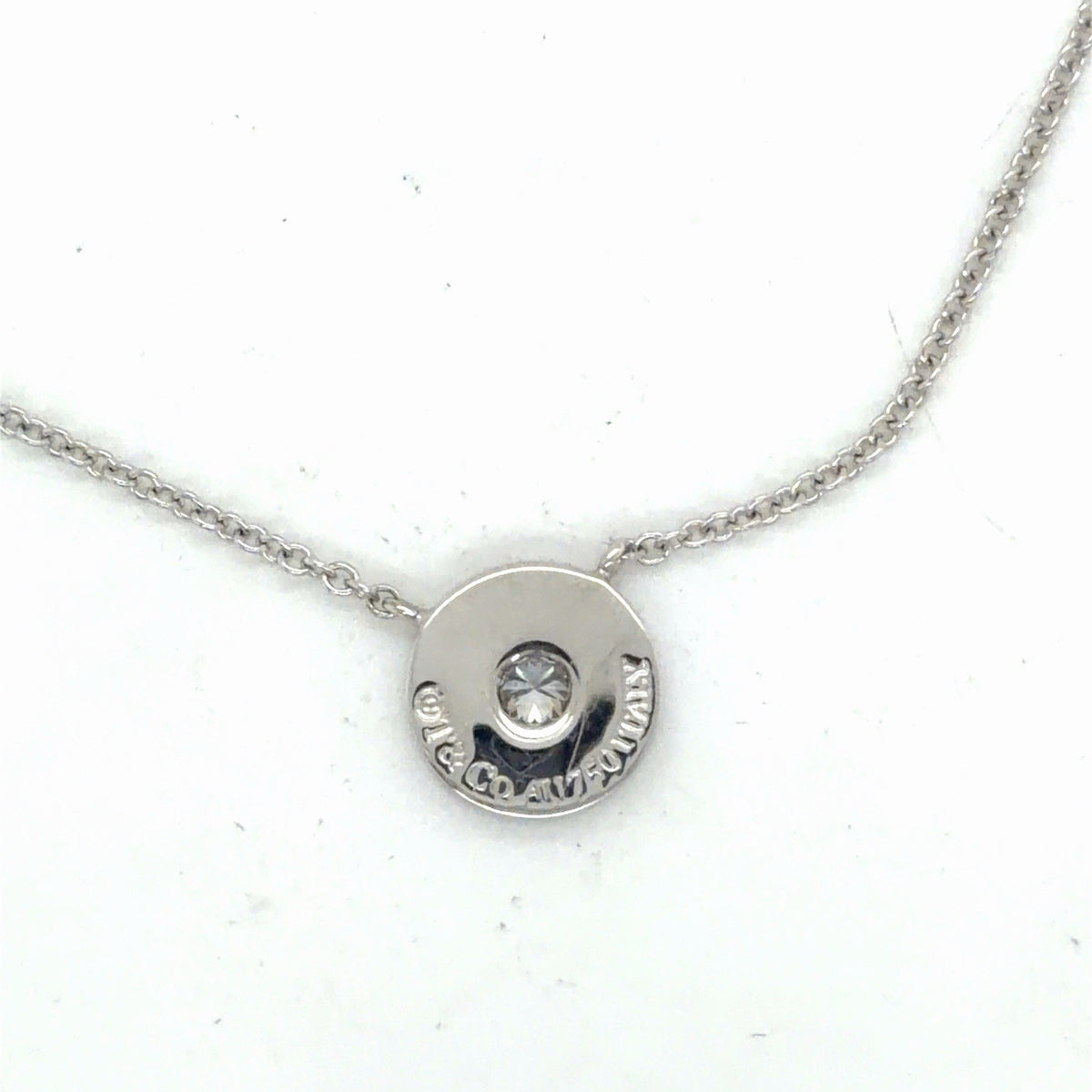 Tiffany & Co 18kw gold necklace 1837 collection w/diamond 0.06cta, 16in long (view 2)