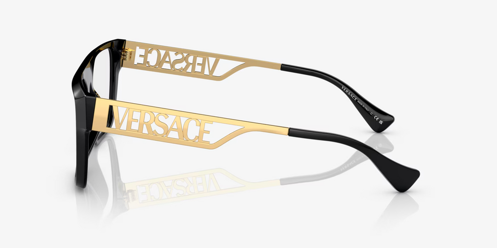 Versace Rectangle Eyeglasses VE 3326U GB1 Black/Gold Frame, Demo Lens 145mm — view 3