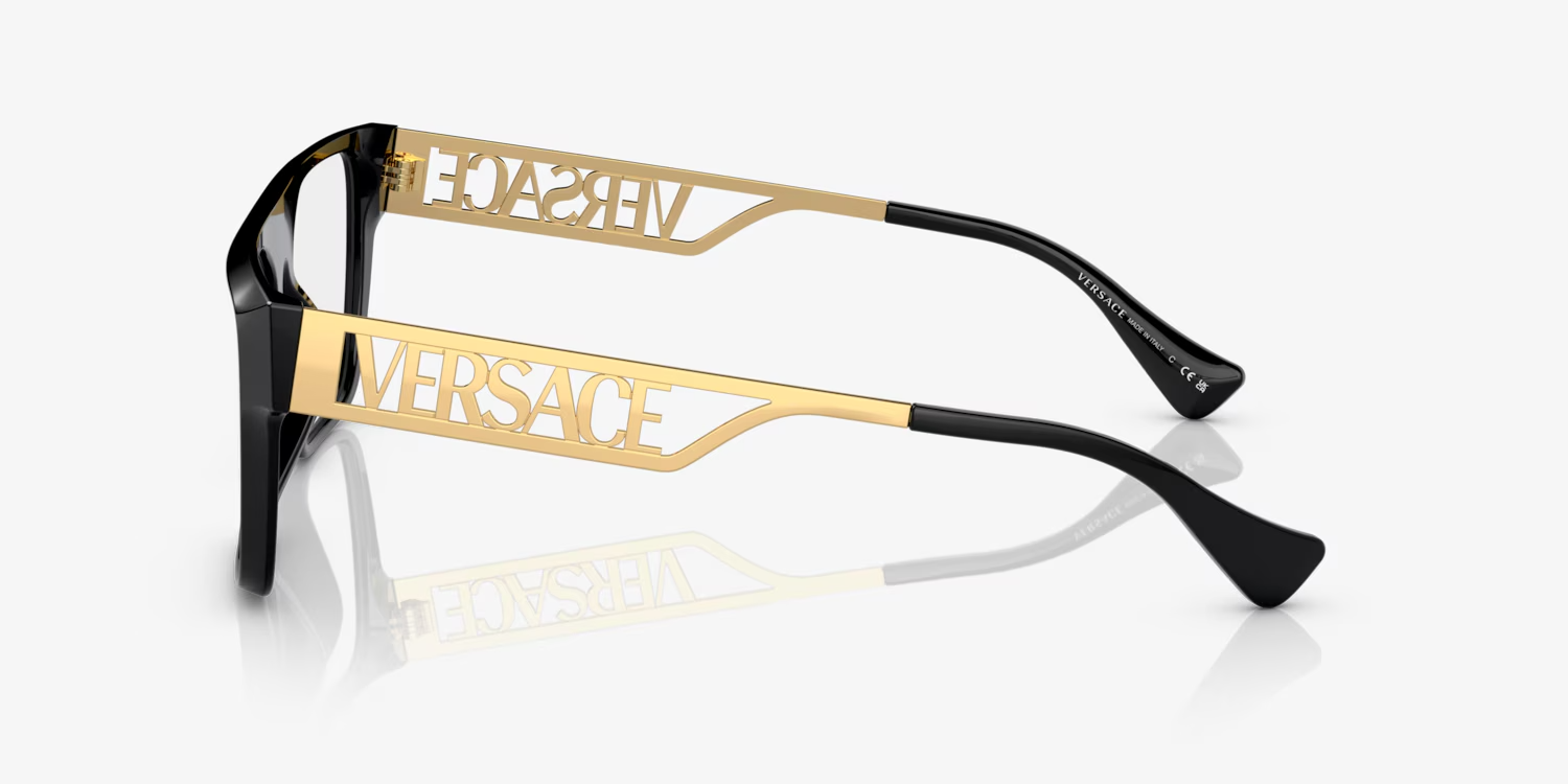 Versace Rectangle Eyeglasses VE 3326U GB1 Black/Gold Frame, Demo Lens 145mm — view 3