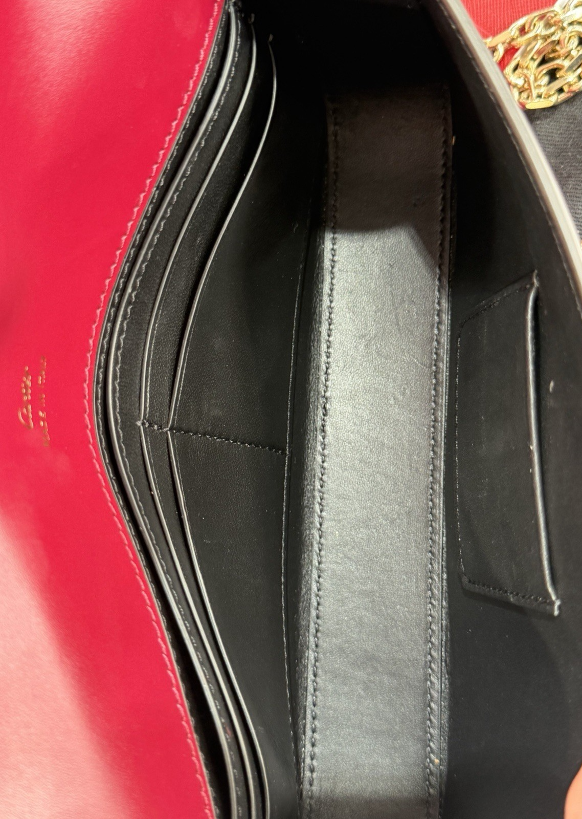 Cartier Mini Bag, C de Cartier Cherry Red Calfskin Gold Hardware Chain Strap (view 9)