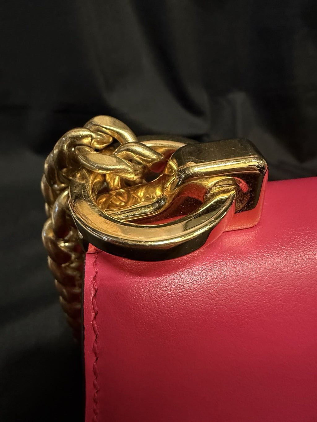 Prada Sidonie Calfskin Handbag Pink and Gold Chain Strap — view 11