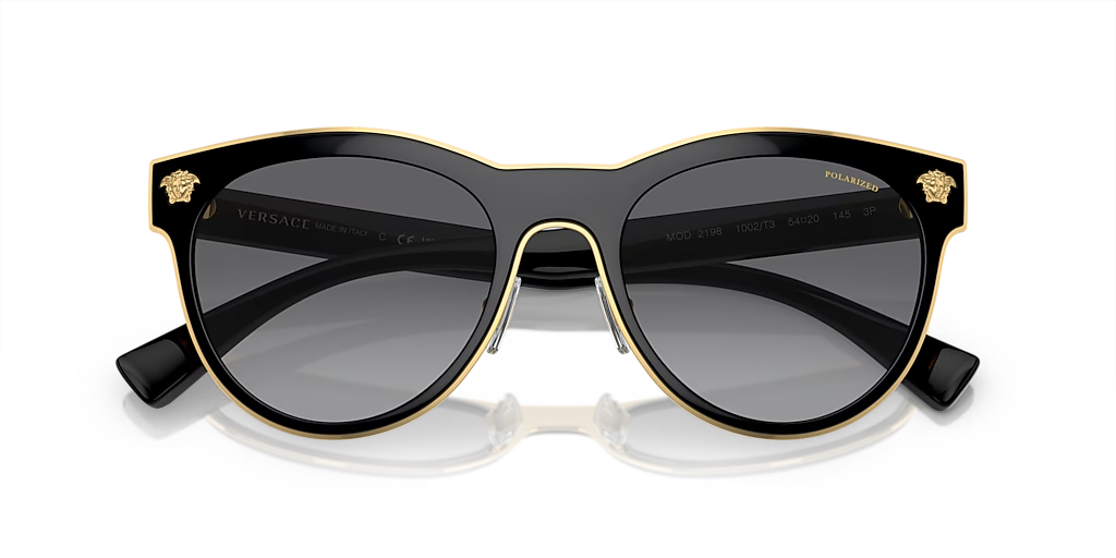 VERSACE POLARIZED SUNGLASSES VE2198 1002T3 BLACK LIGHT GREY GRADIENT GREY 145mm — view 5