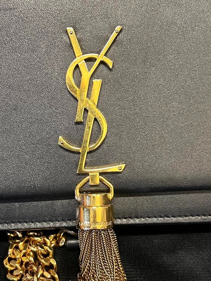 Saint Laurent Classic KATE Monogram Tassel Chain Wallet Leather BLACK/GOLD (view 11)