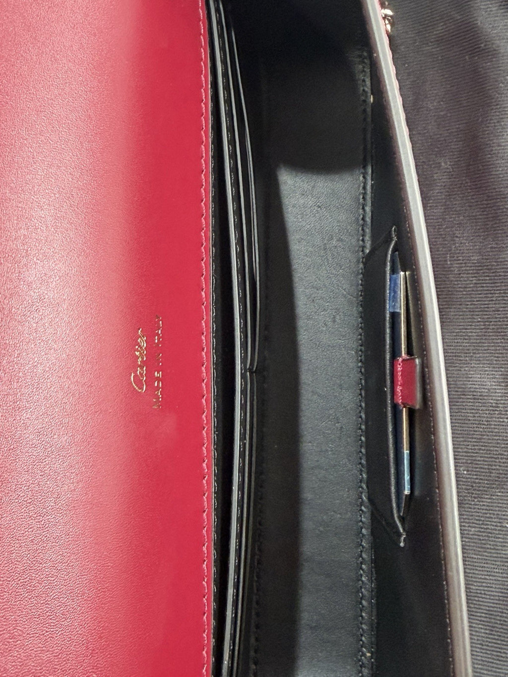 Cartier Mini Bag, C de Cartier Cherry Red Calfskin Gold Hardware Chain Strap (view 8)