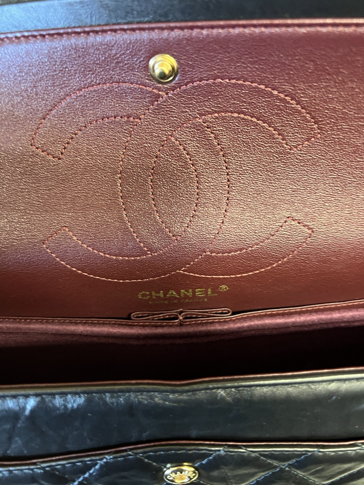 Chanel Large 2.55 Handbag Aged Calfskin & Gold-tone Metal Black & Organizer (view 12)