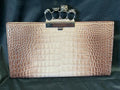 Alexander Mcqueen Four Ring Knuckle Clasp Crocodile Clutch Brown Gradient/silver (view 1)