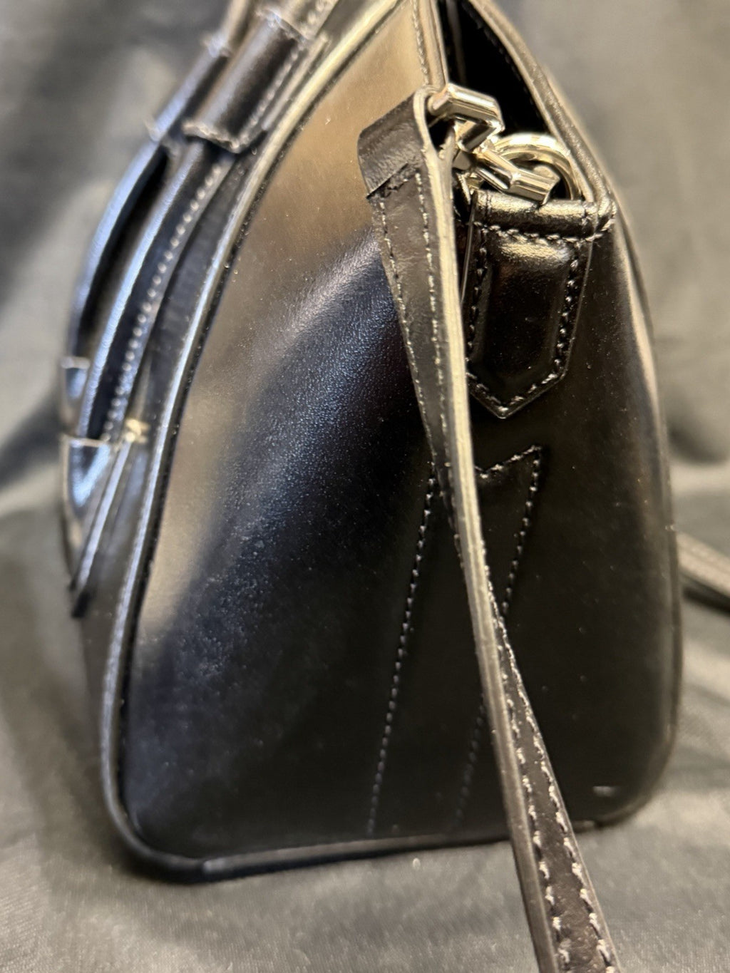 Givenchy Mini Antigona Lock Leather Satchel with Crossbody Strap Black (view 13)
