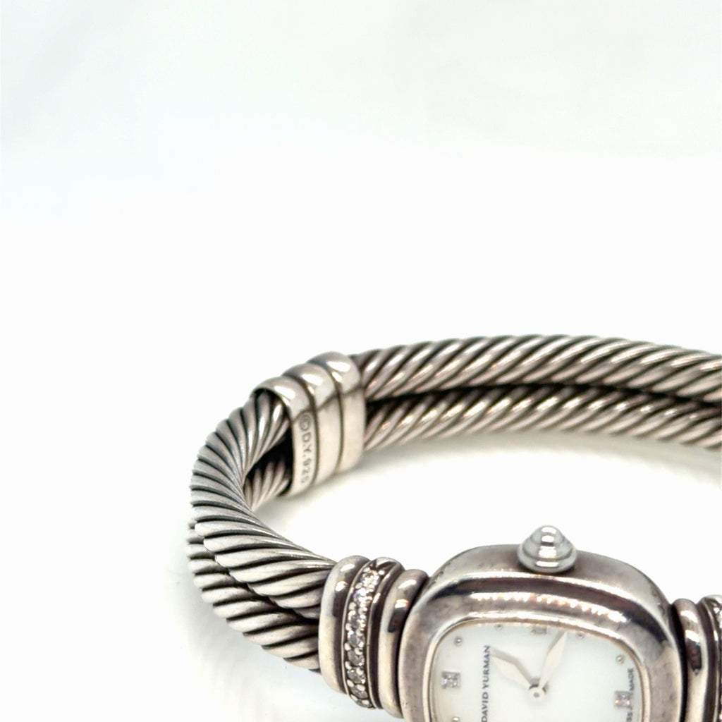 David Yurman Sterling Silver Watch with 0.27ctwa Diamonds & Mother of Pearl Dial — view 8
