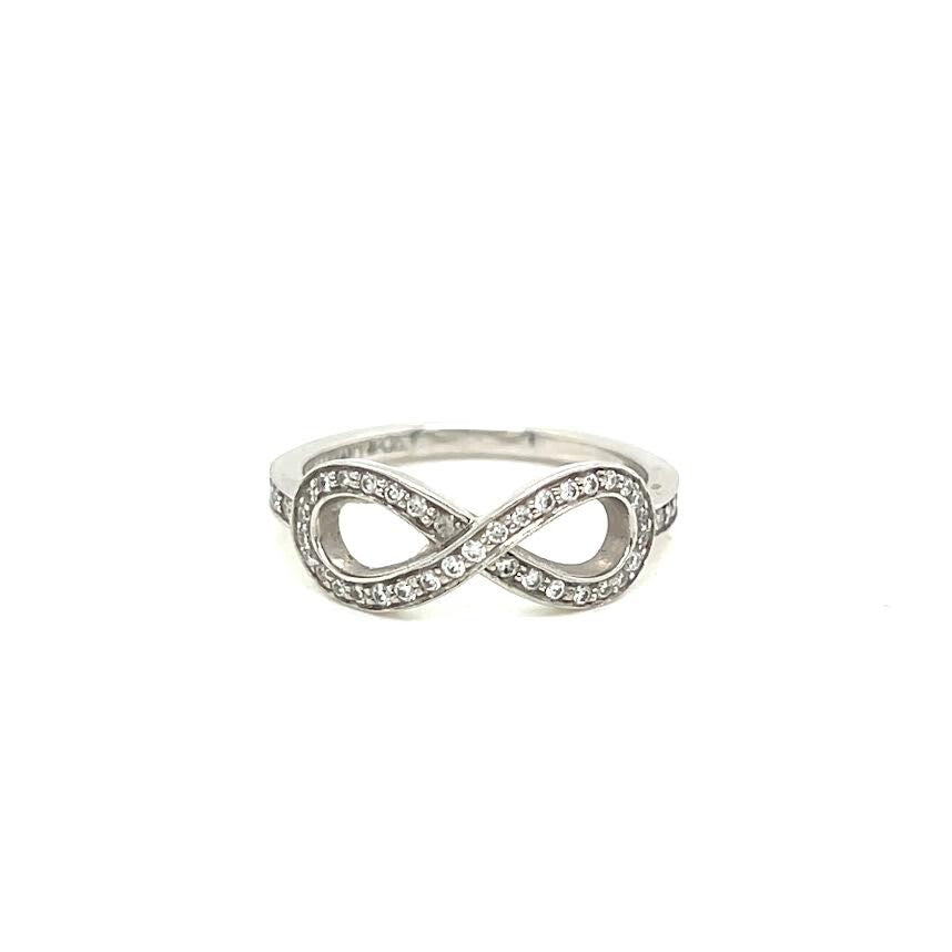 Tiffany & CO Platinum and Diamond Infinity Ring Size 4.5 (view 1)