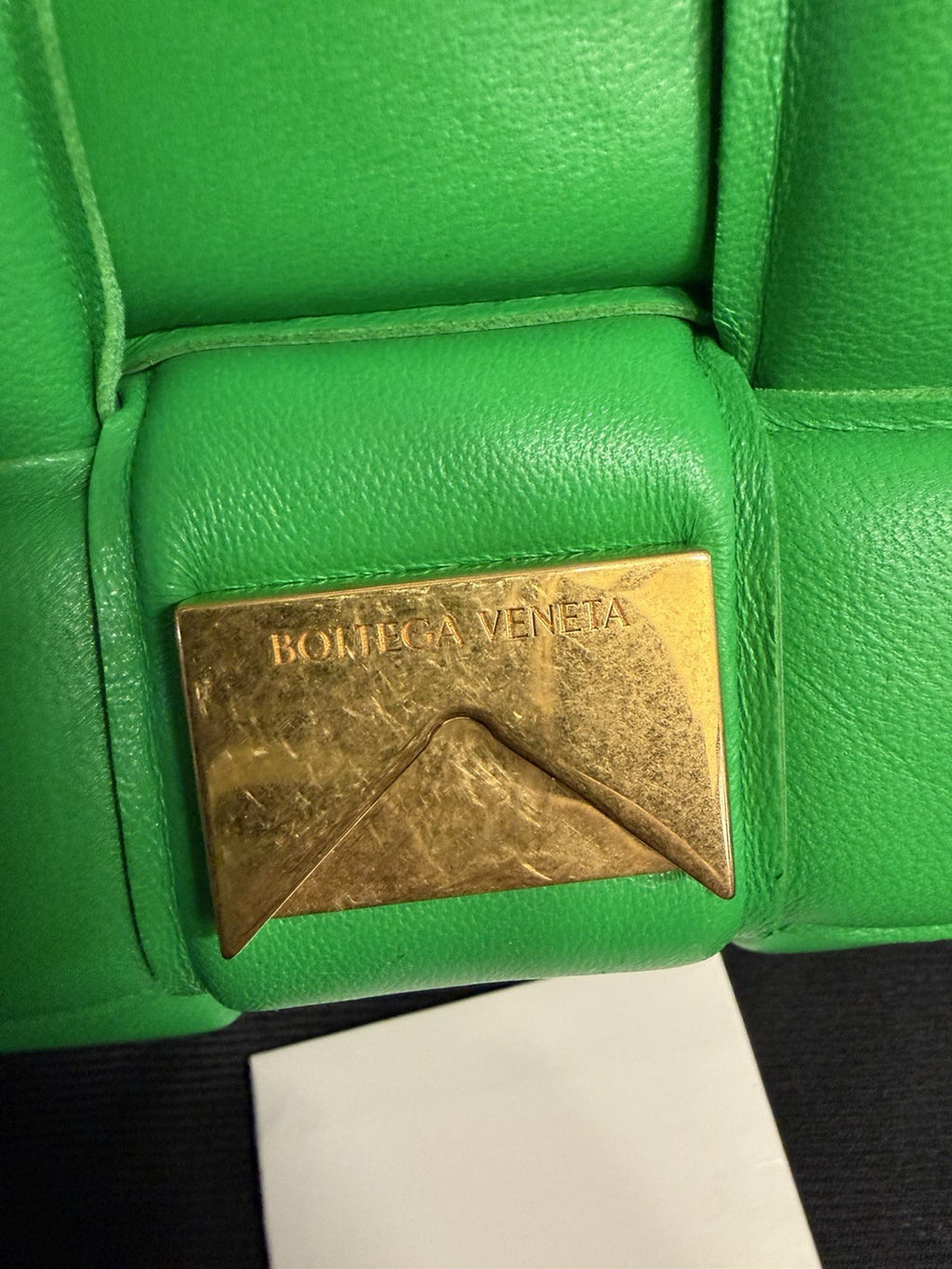 Bottega Veneta Padded Chain Cassette Bag Green Lambskin Gold Chain Strap — view 9