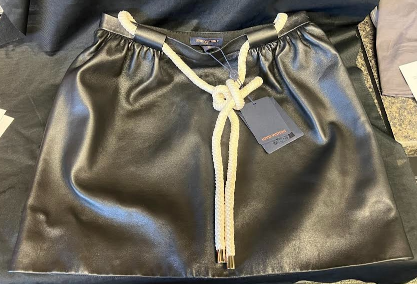 LOUIS VUITTON MINI LEATHER SKIRT WITH ROPE BELT BLACK SIZE 38/US 4-6 1AGHS13