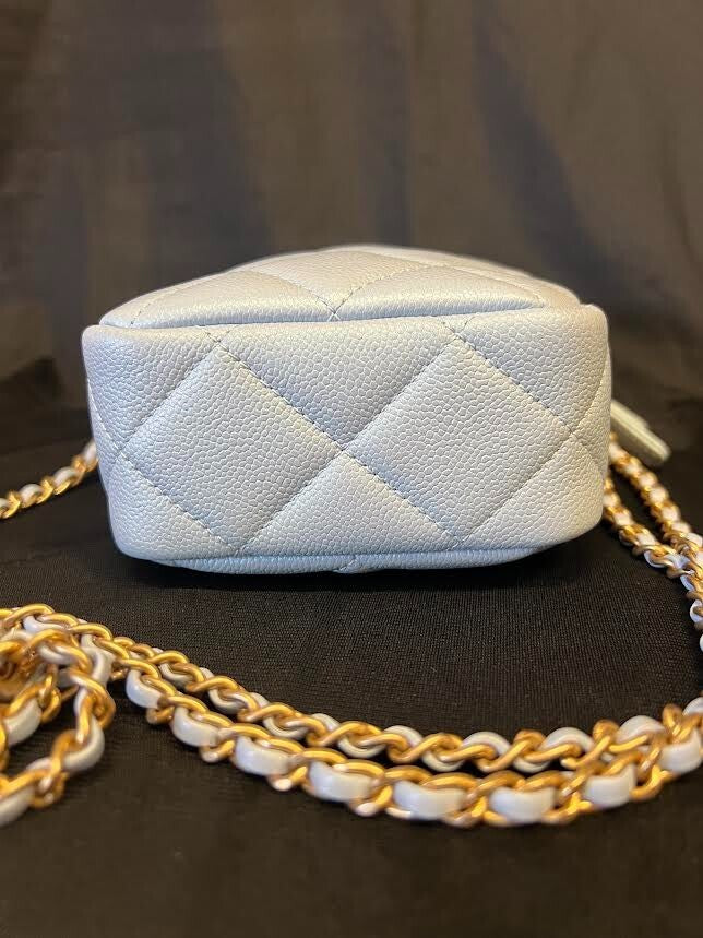 Chanel MY Perfect Camera Bag Mini Blue Iridescent W Gold Adjustable Chain Strap (view 6)