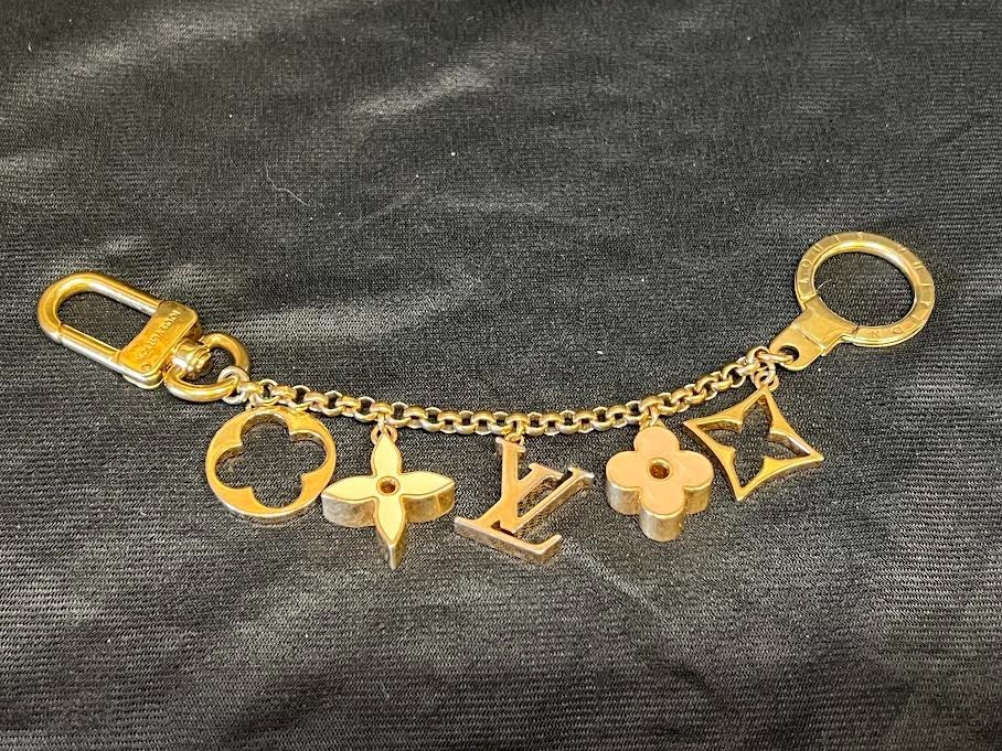 LOUIS VUITTON CHAIN FLEUR DE MONOGRAM BAG CHARM CHAIN GOLD/NUETRAL0