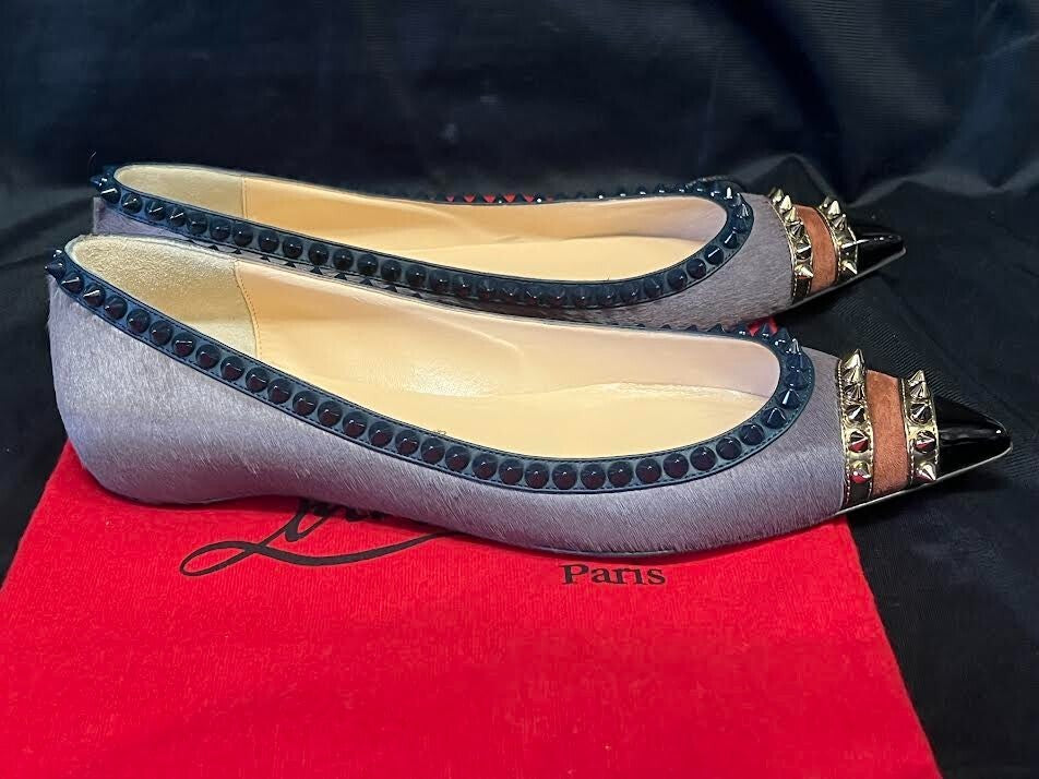 Christian Louboutin Calf Hair Spiked Malabar Hill Flat Size 38 (us 8) (view 2)