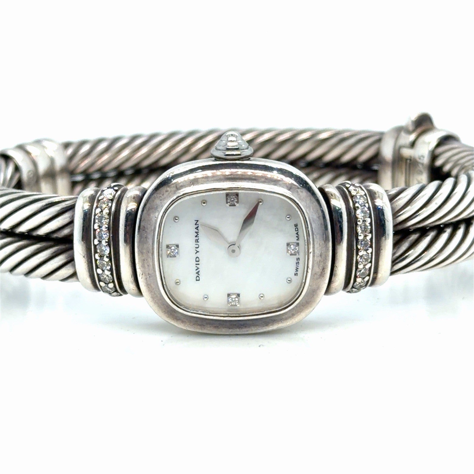 David Yurman Sterling Silver Watch with 0.27ctwa Diamonds & Mother of Pearl Dial — view 6