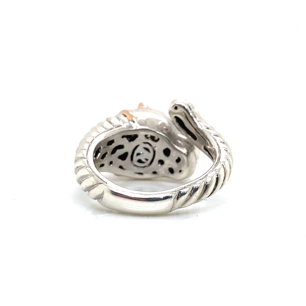 Effy Sterling SIlver 14k Rose Gold Diamond Tsavorite Panther Ring Size 7.5 — view 5