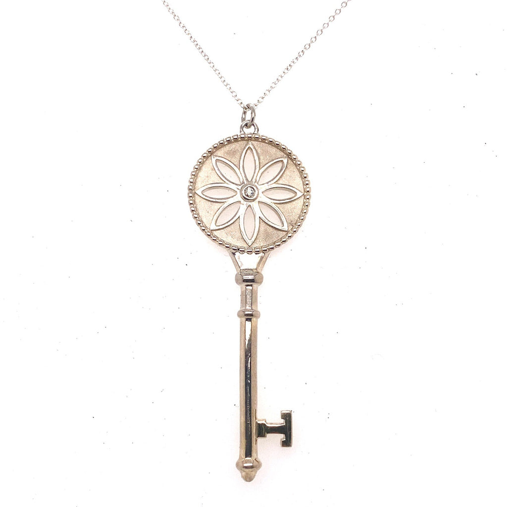 Tiffany & Co. Sterling Silver and Diamond Diasy Key Pendant Necklace (view 1)