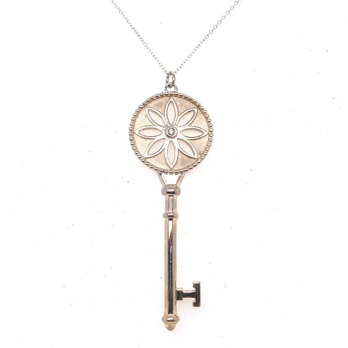 Tiffany & Co. Sterling Silver and Diamond Diasy Key Pendant Necklace (view 1)